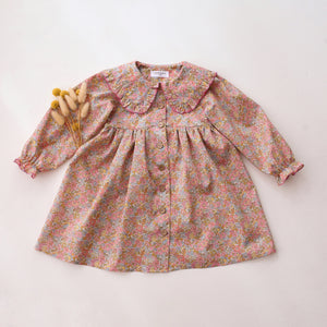 Long Sleeve Frilled Collar Button Front Dress in Nell Annie & May Liberty Print