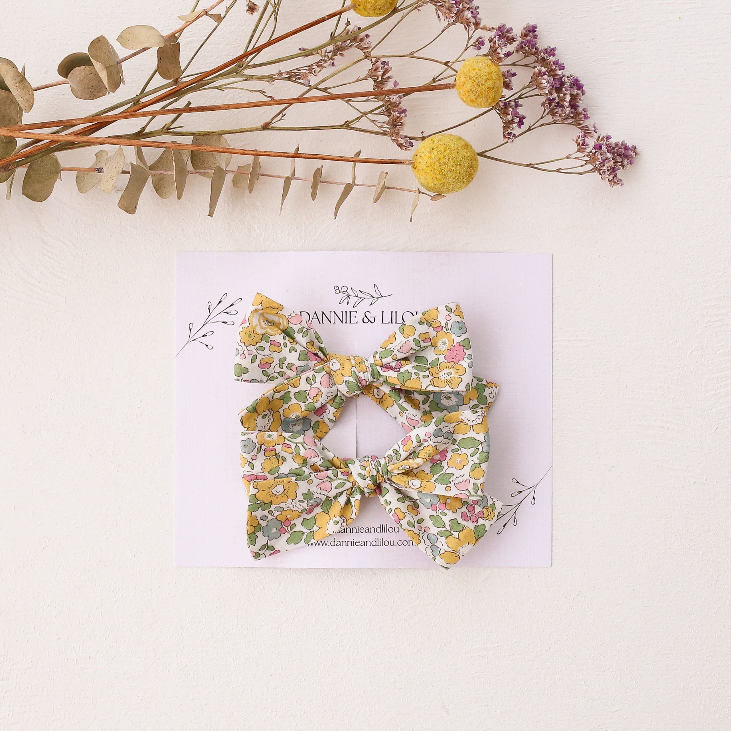 Pigtail Set - Everly Hair Bows in Betsy Ann Liberty Print