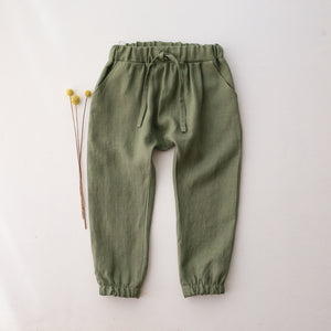 Olive Linen Harem Pants