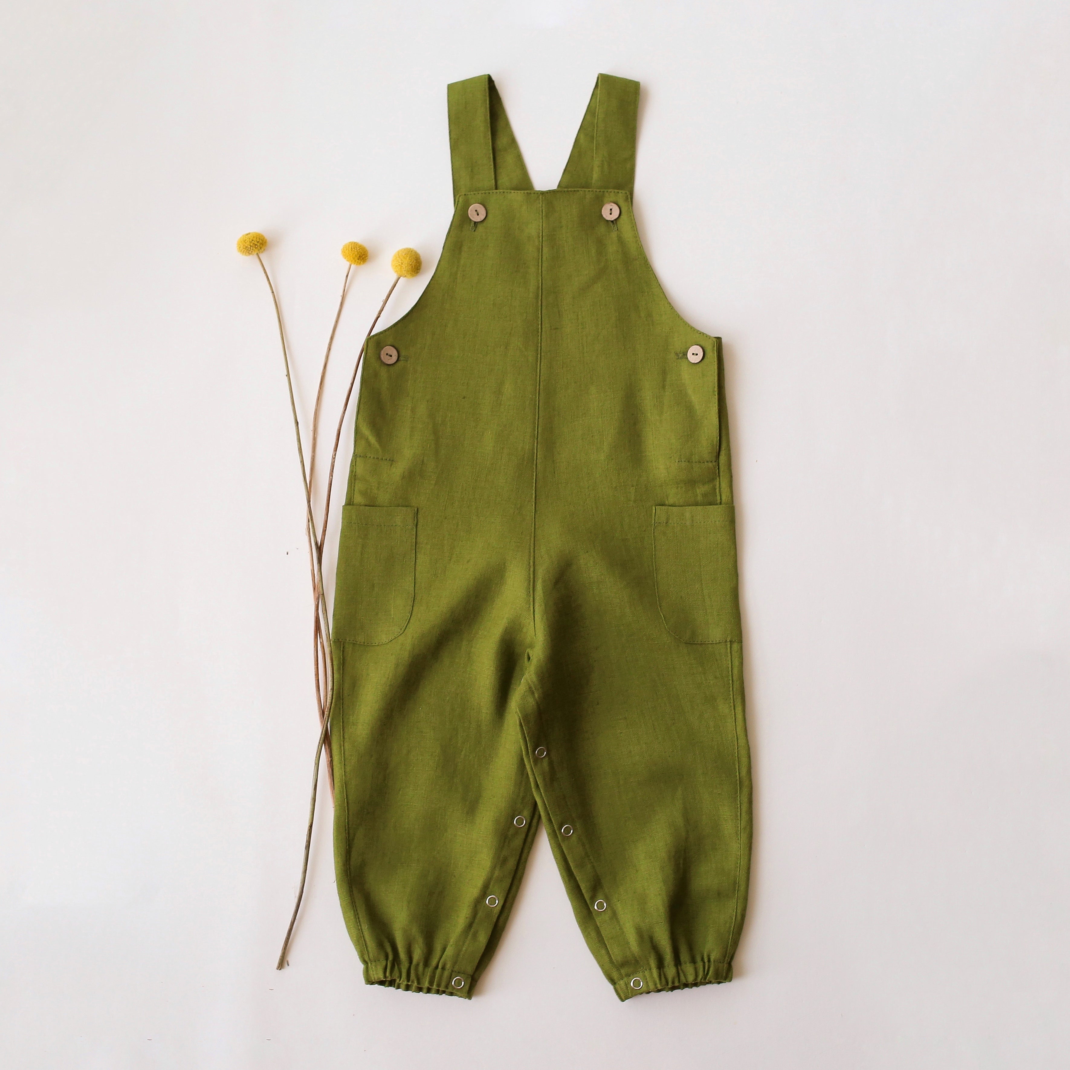 Forest Linen Buttoned Dungaree (Baby)
