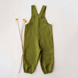 Forest Linen Buttoned Dungaree