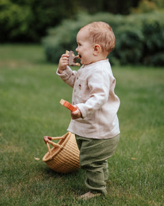 Grass Stripe Linen Slouch Style Pants