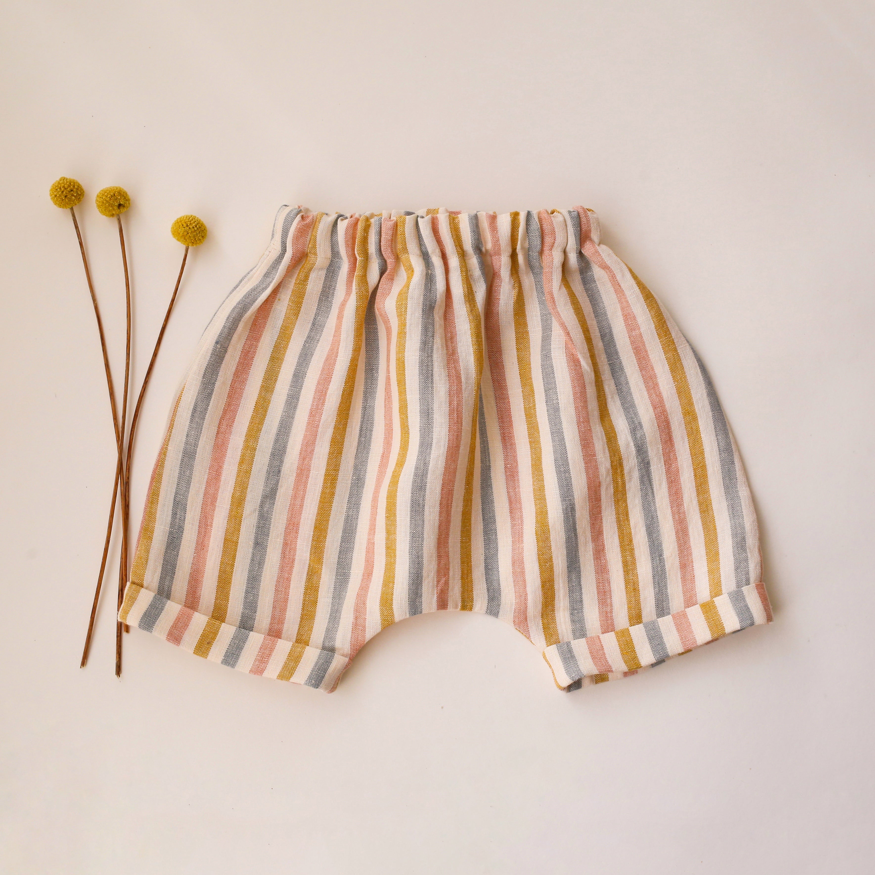 Rainbow Linen Harem Shorts