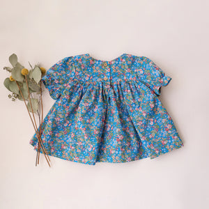 Short Sleeve Peter Pan Collar Babydoll Bodice Top in Hedgerow Ramble Liberty Print