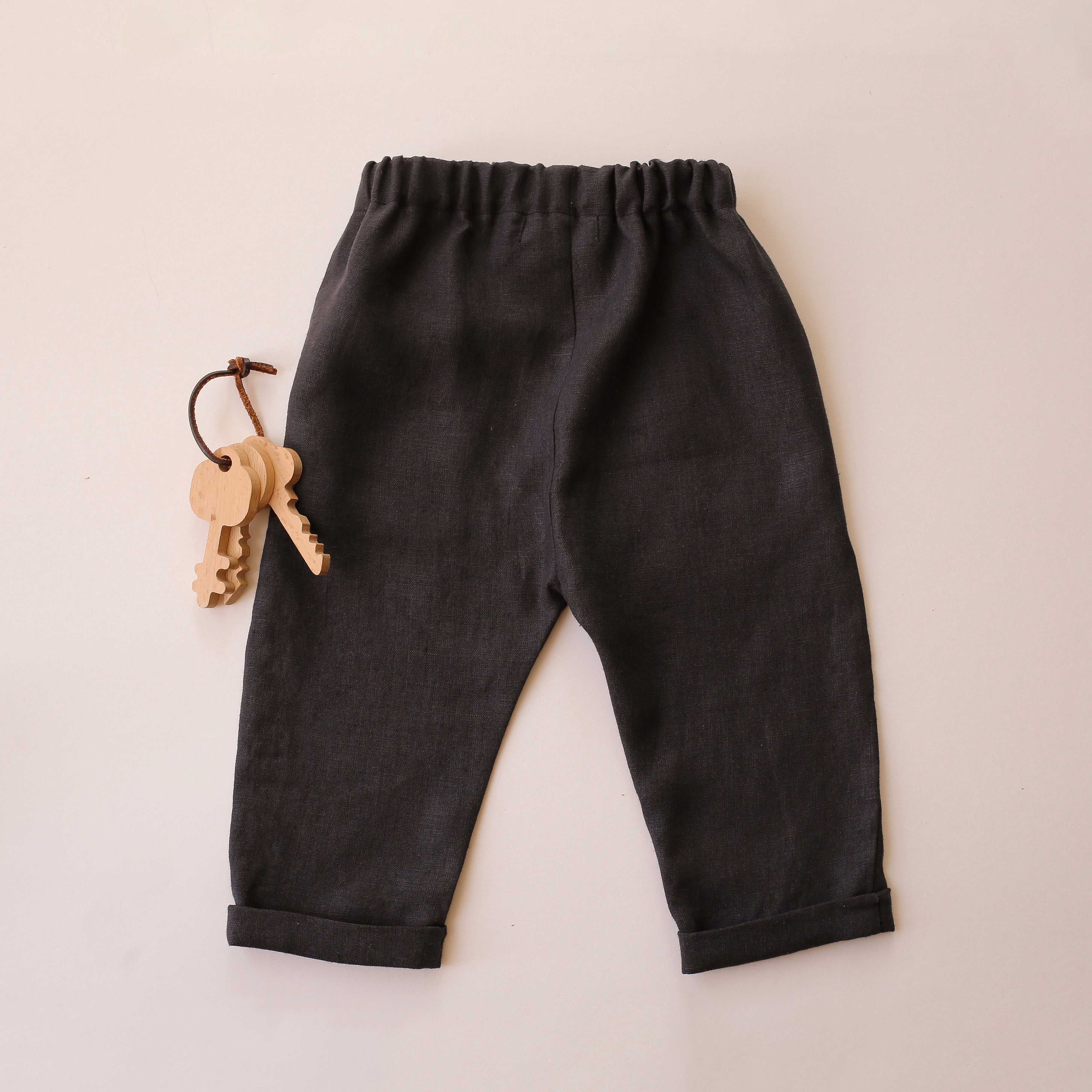 Black Linen Vintage Pants