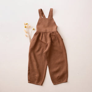 Cocoa Brown Linen Bib Overall