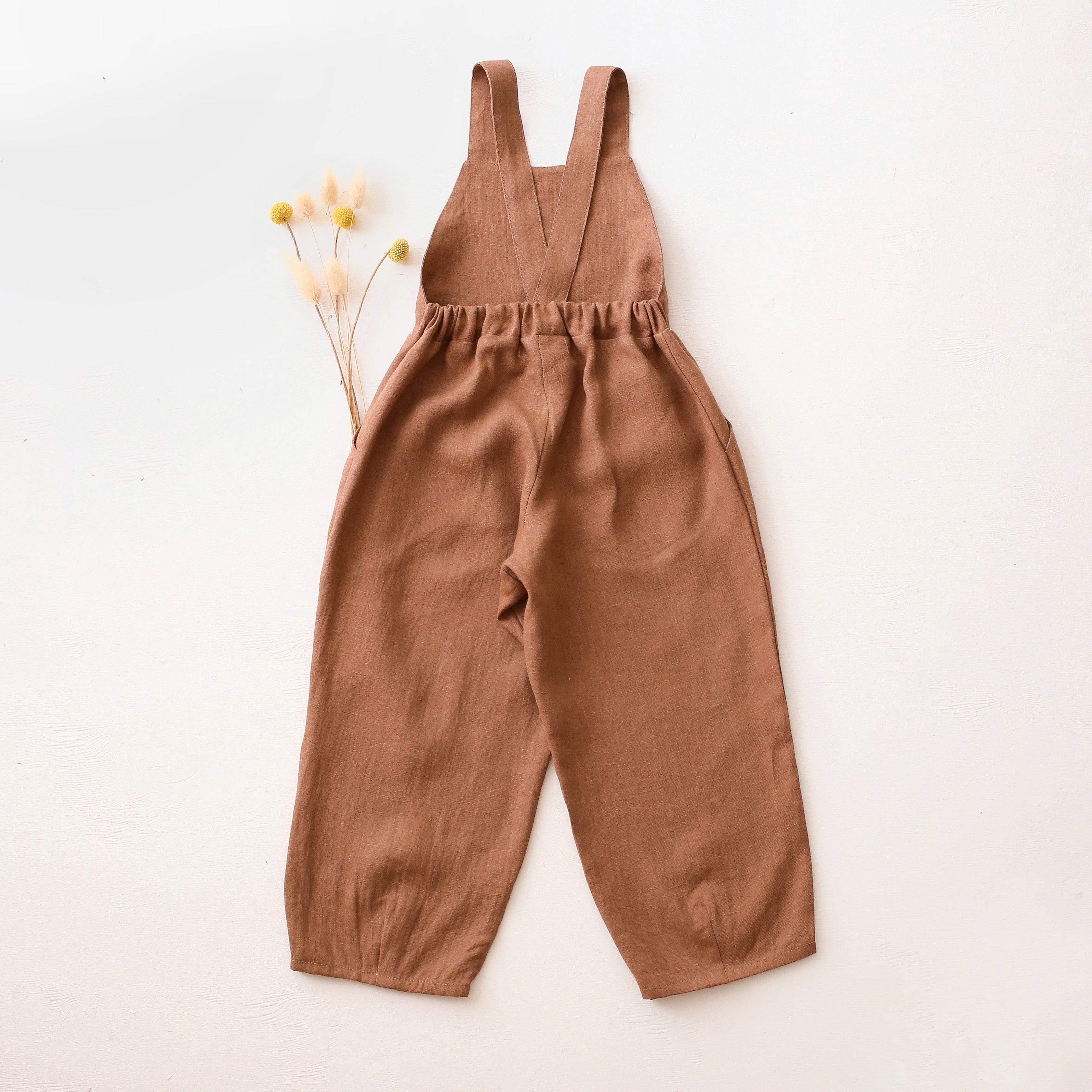 Cocoa Brown Linen Bib Overall