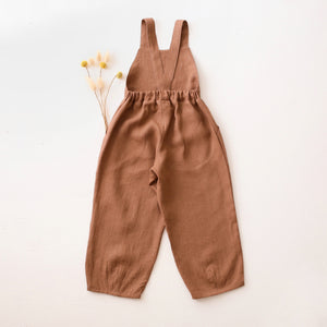 Cocoa Brown Linen Bib Overall