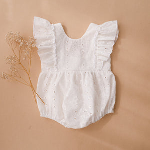 12-18 months - Daisy Broderie Anglaise Ruffled Front Bubble Playsuit