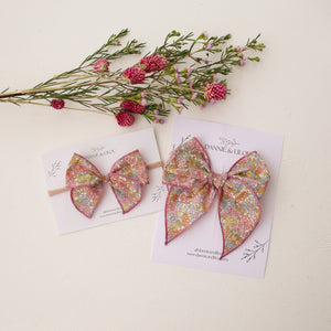 Mini Whimsy Hair Bow in Nell Annie & May Liberty Print