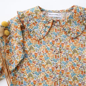 Frilled Collar Bubble Sleeve Blouse in Sandra Liberty Print