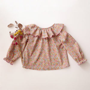 Long Sleeve Ruffle Collar Blouse in Nell Annie & May Liberty Print