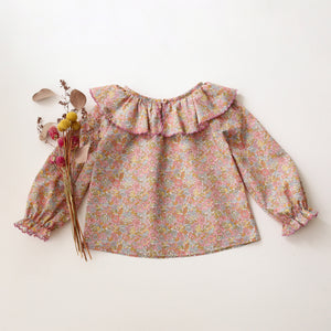 Long Sleeve Ruffle Collar Blouse in Nell Annie & May Liberty Print