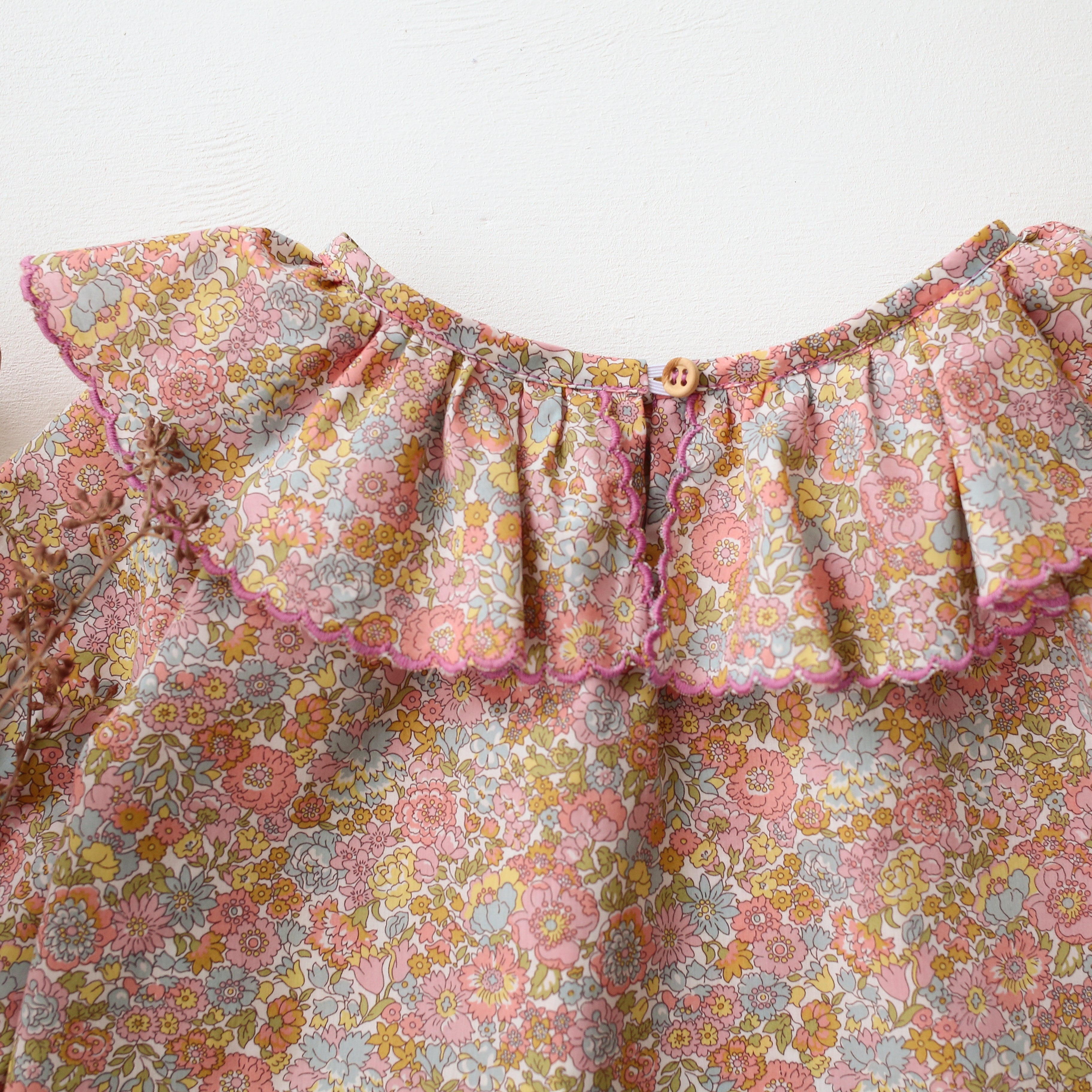 Long Sleeve Ruffle Collar Blouse in Nell Annie & May Liberty Print