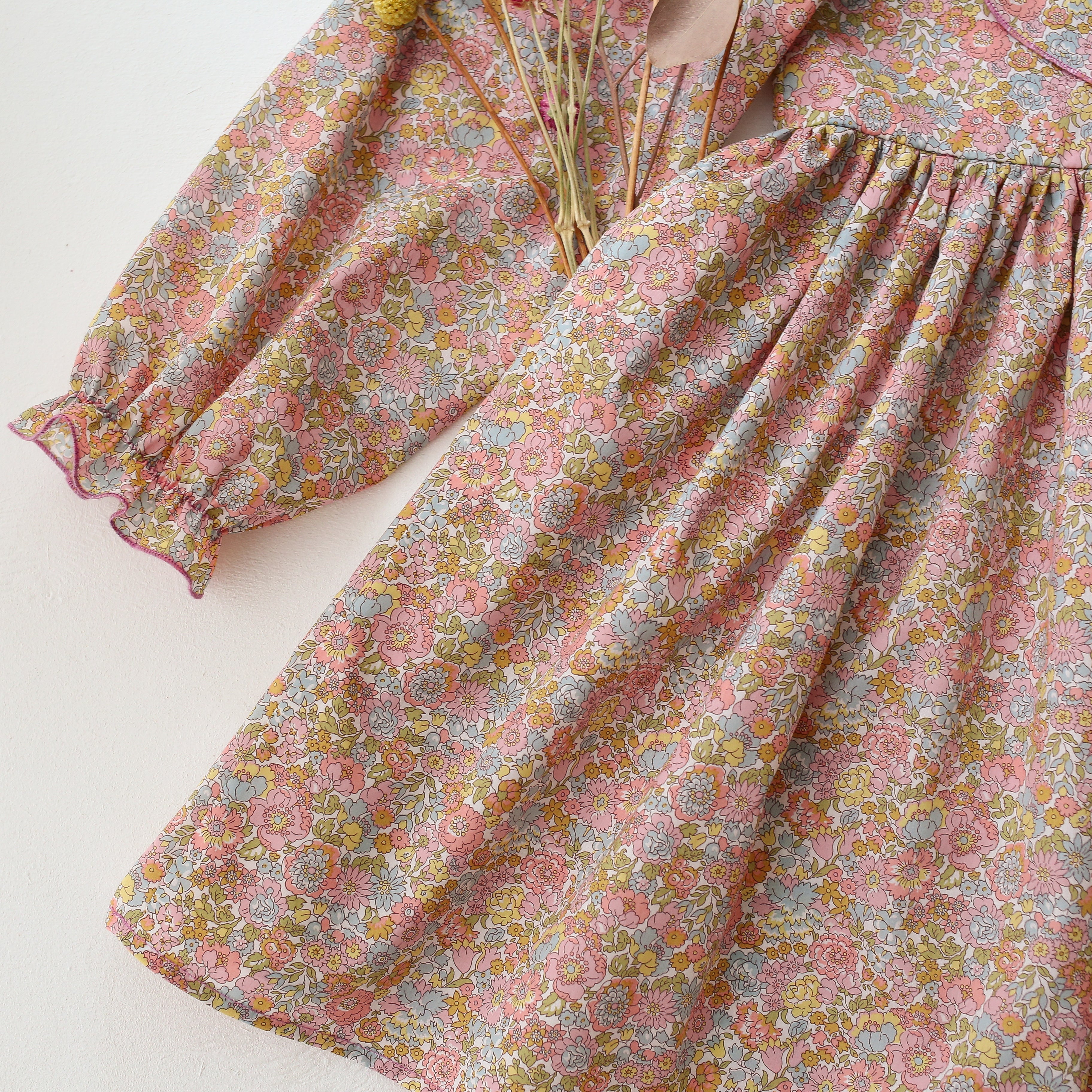 Long Sleeve Flounce Collar Dress in Nell Annie & May Liberty Print