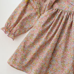 Long Sleeve Flounce Collar Dress in Nell Annie & May Liberty Print