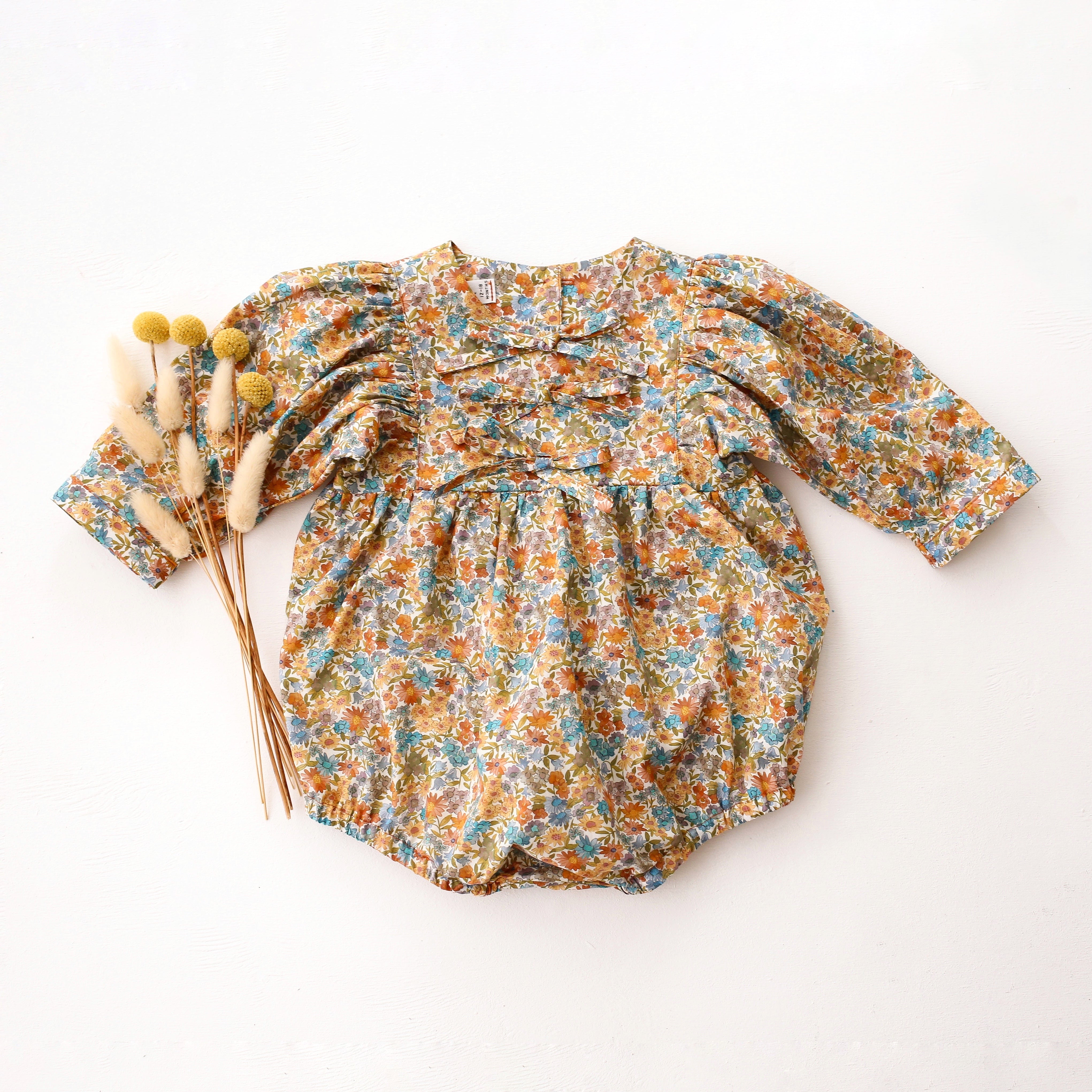 Puff Sleeve Bow Bubble Playsuit in Sandra Liberty Print