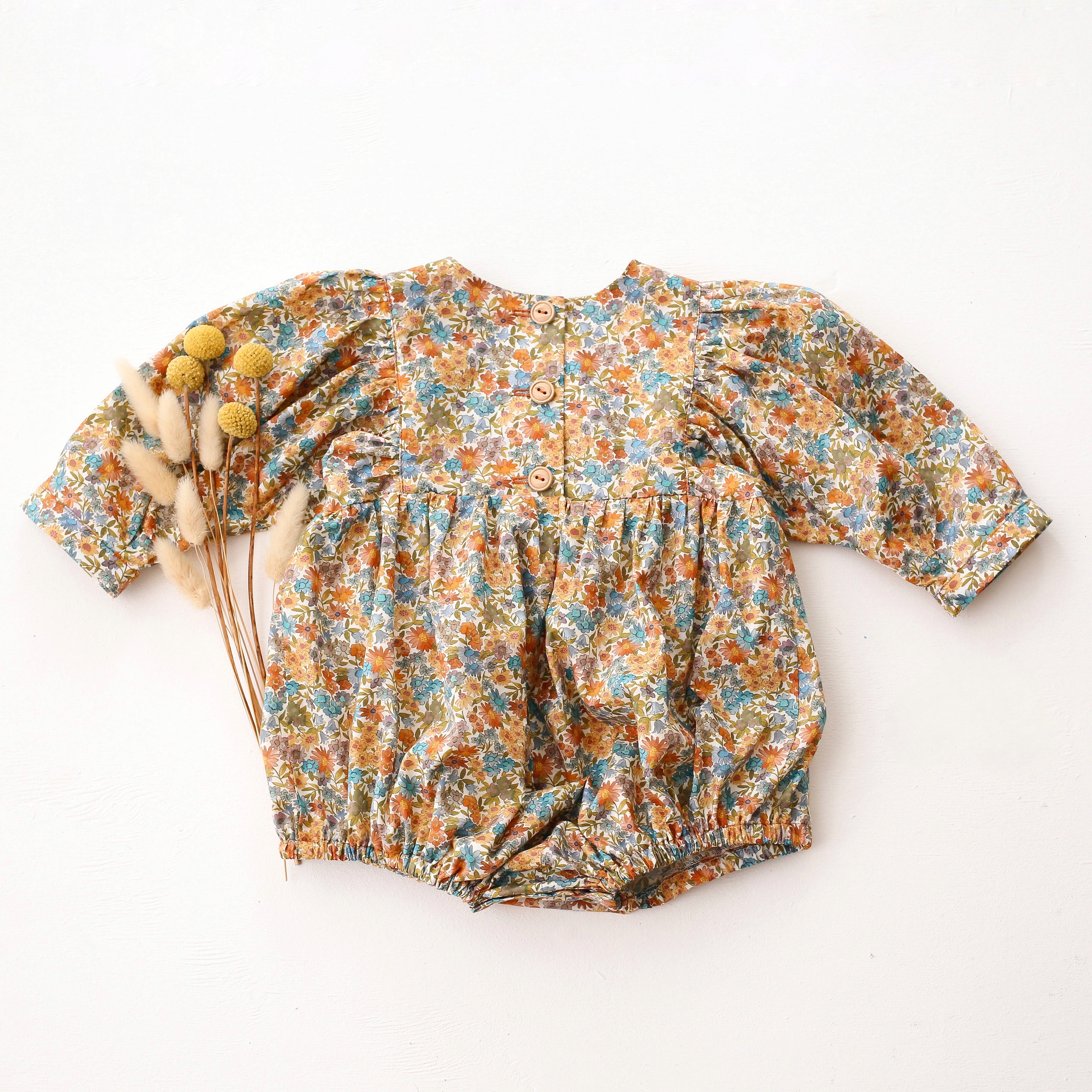 Puff Sleeve Bow Bubble Playsuit in Sandra Liberty Print