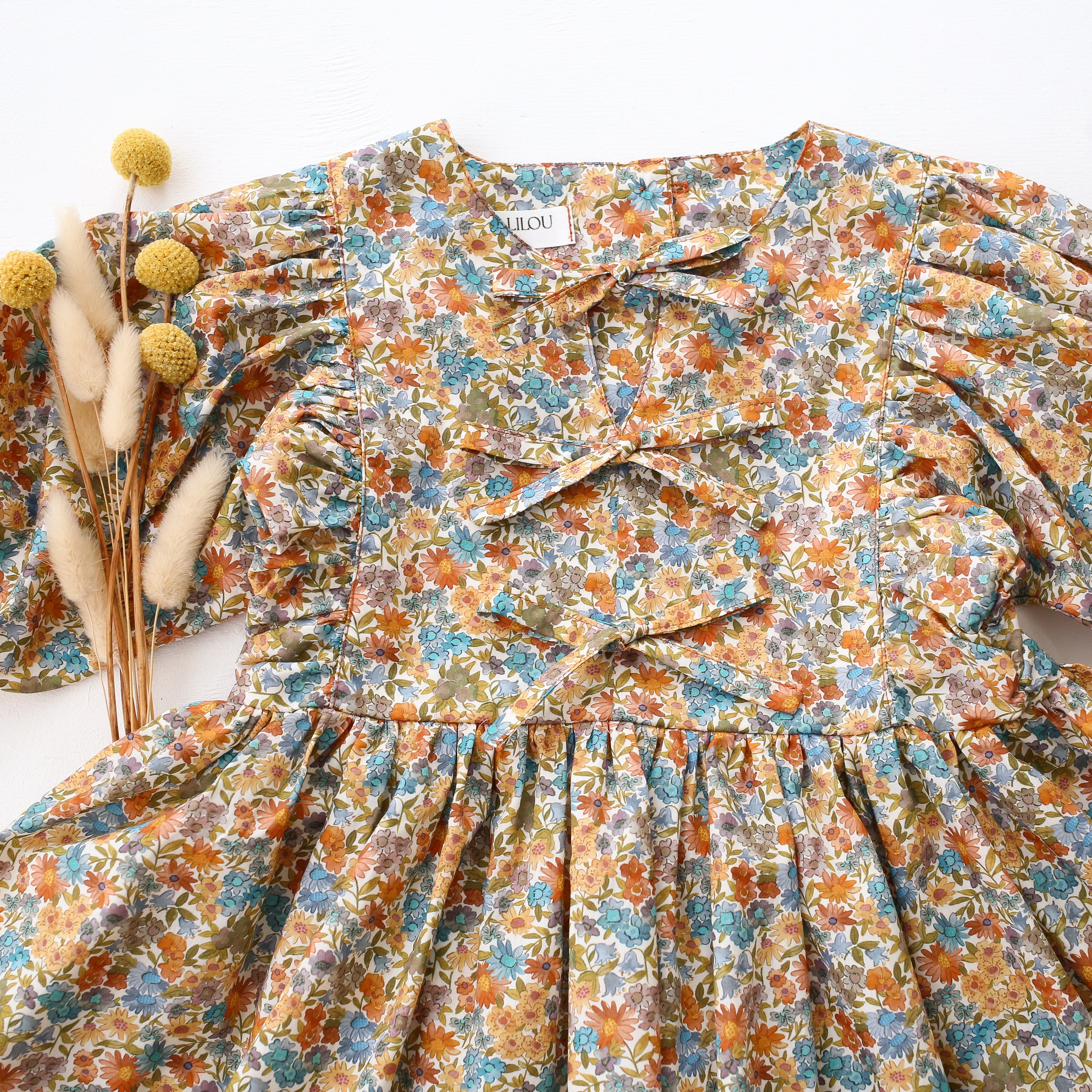 Puff Sleeve Bow Dress in Sandra Liberty Print