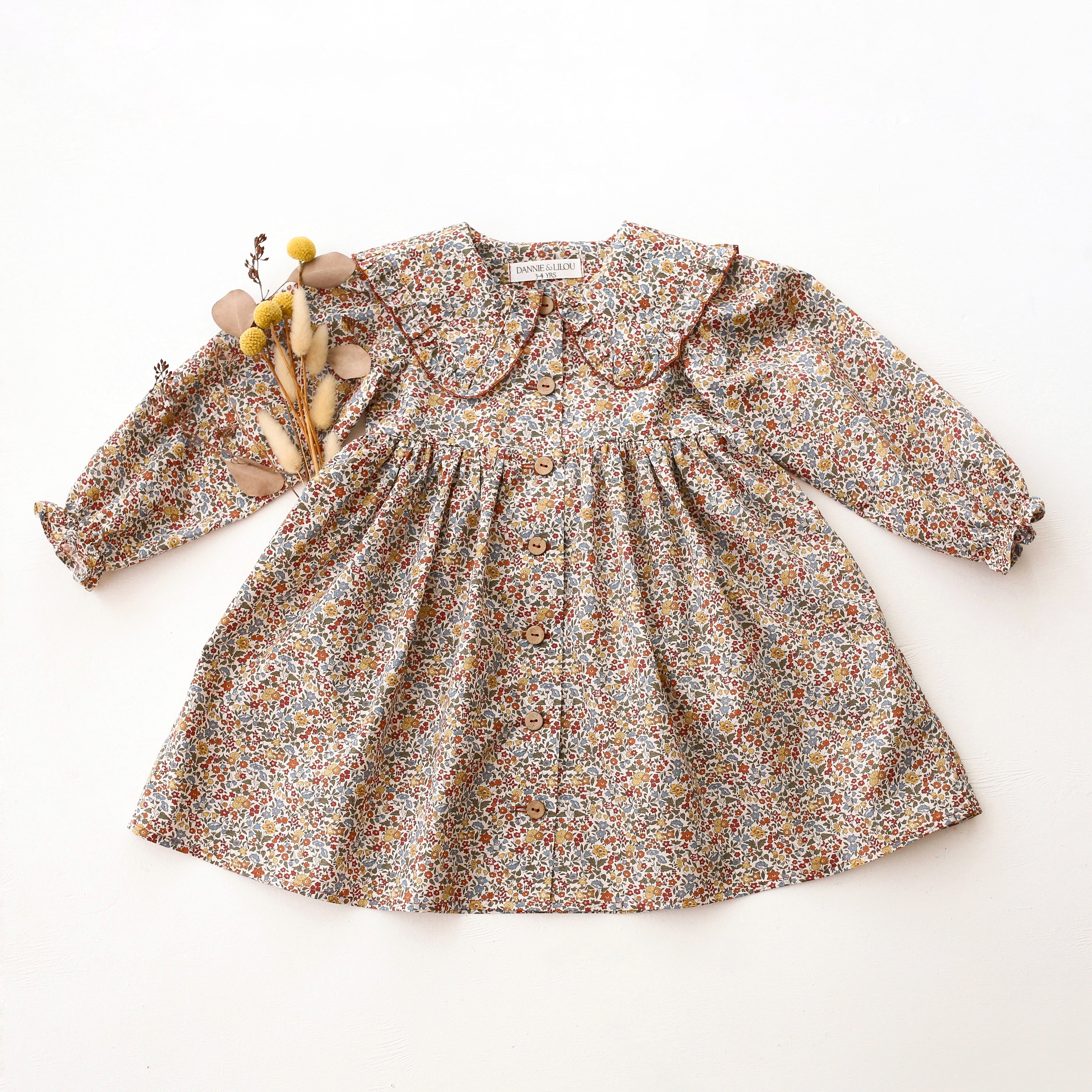 Long Sleeve Frilled Collar Dress in Ava Liberty Print