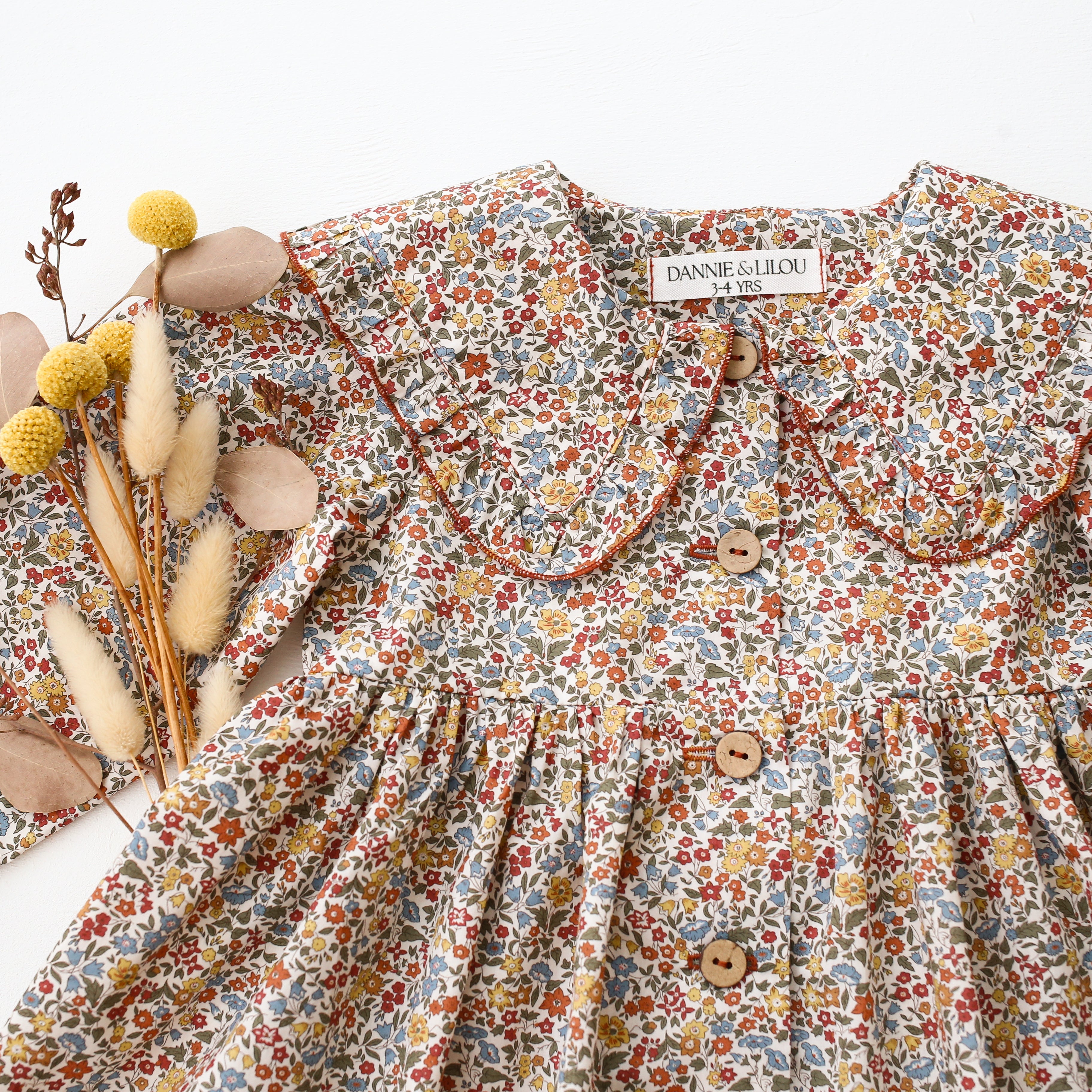 Long Sleeve Frilled Collar Dress in Ava Liberty Print