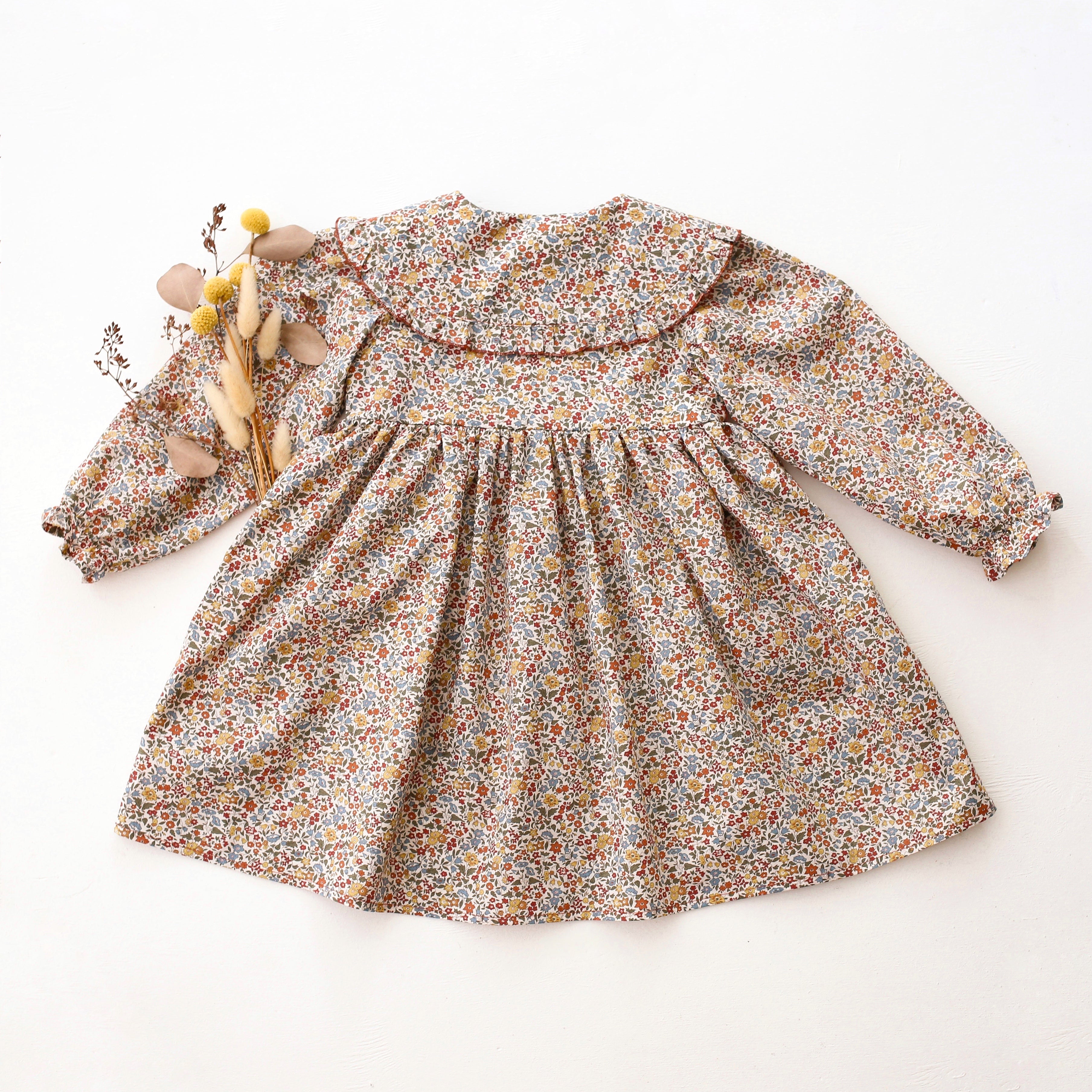 Long Sleeve Frilled Collar Dress in Ava Liberty Print