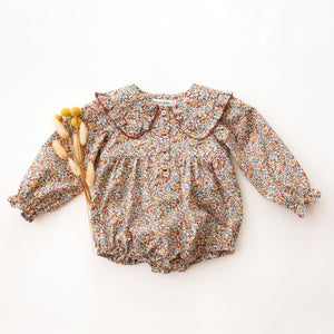 Long Sleeve Frilled Collar Bubble Playsuit in Ava Liberty Print