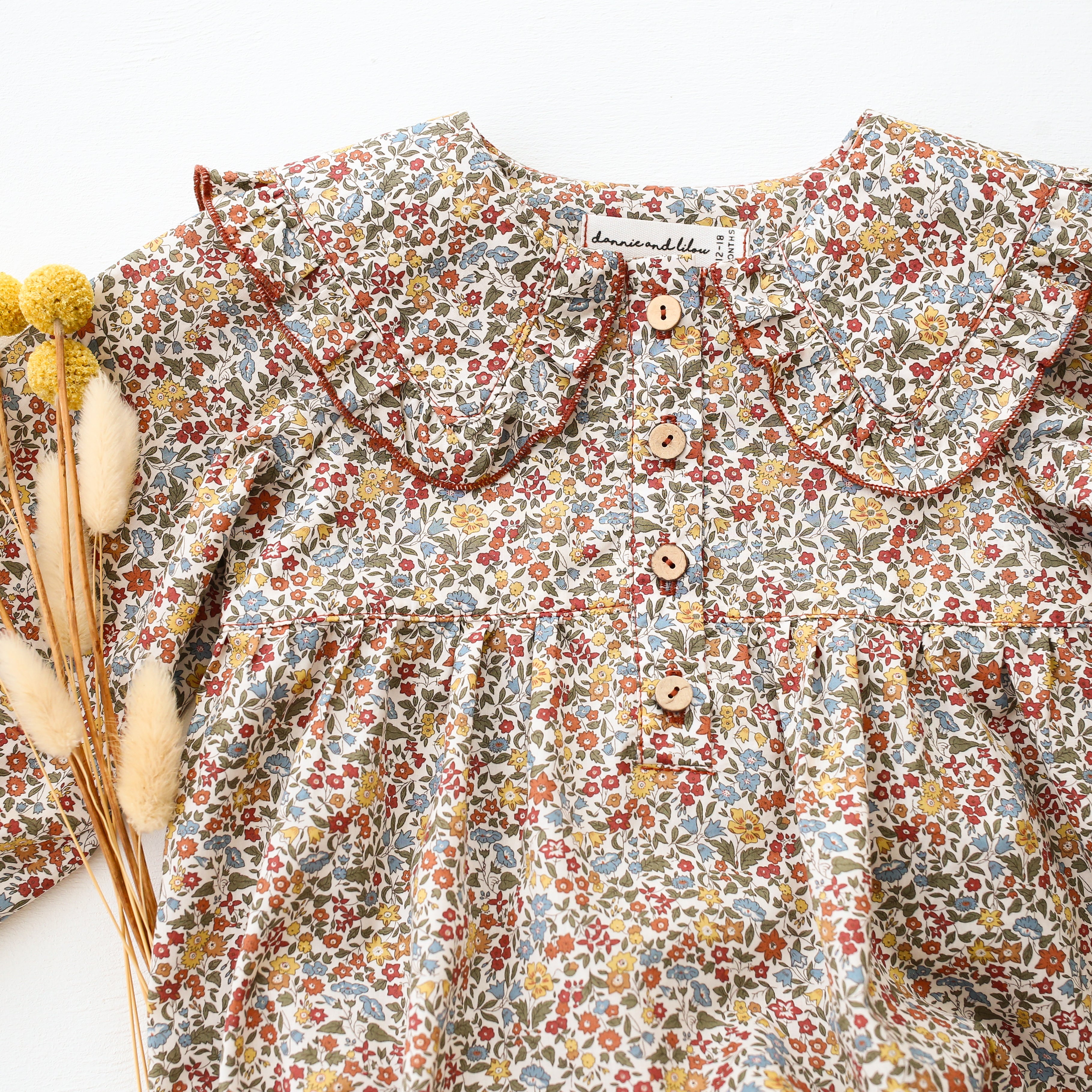 Long Sleeve Frilled Collar Bubble Playsuit in Ava Liberty Print