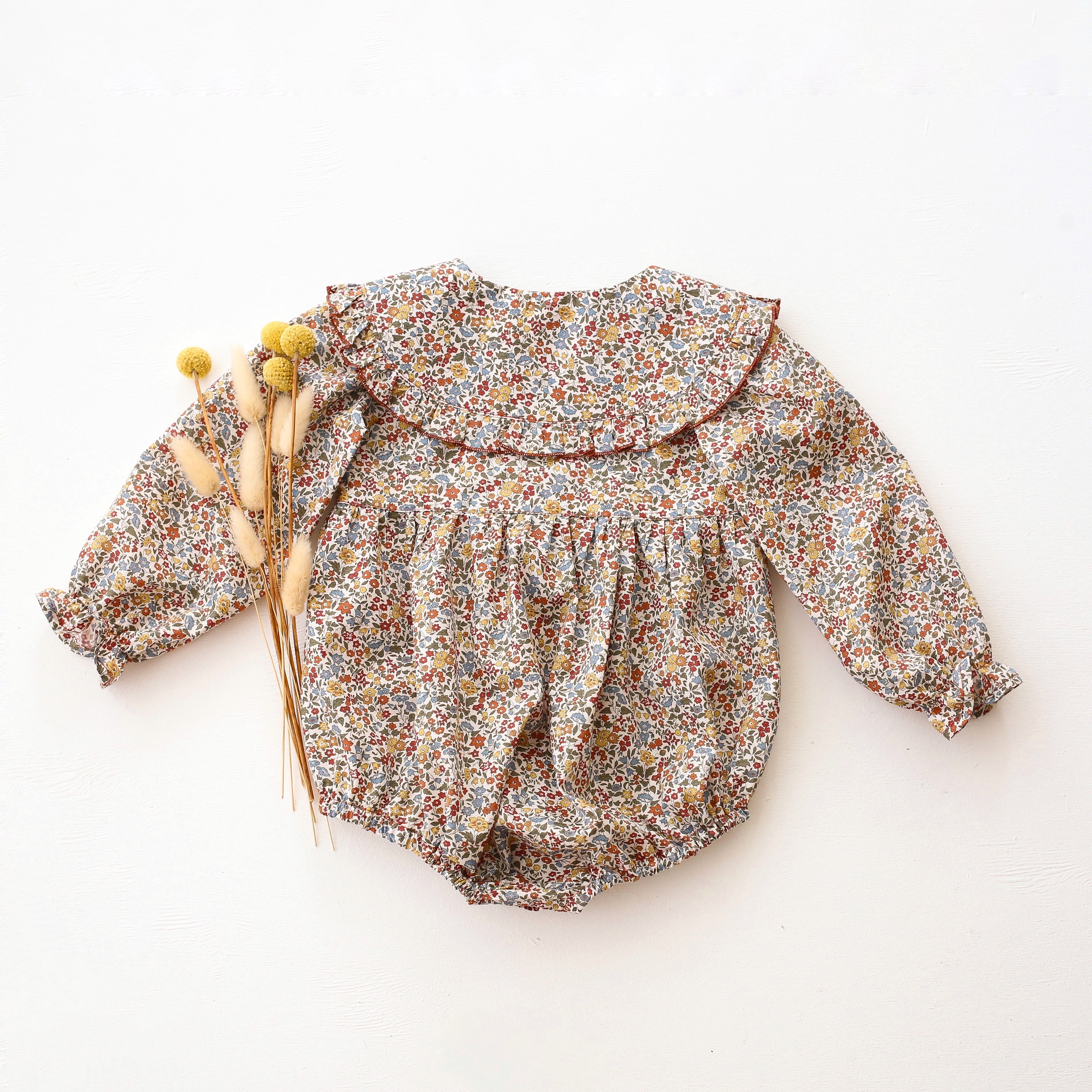 Long Sleeve Frilled Collar Bubble Playsuit in Ava Liberty Print