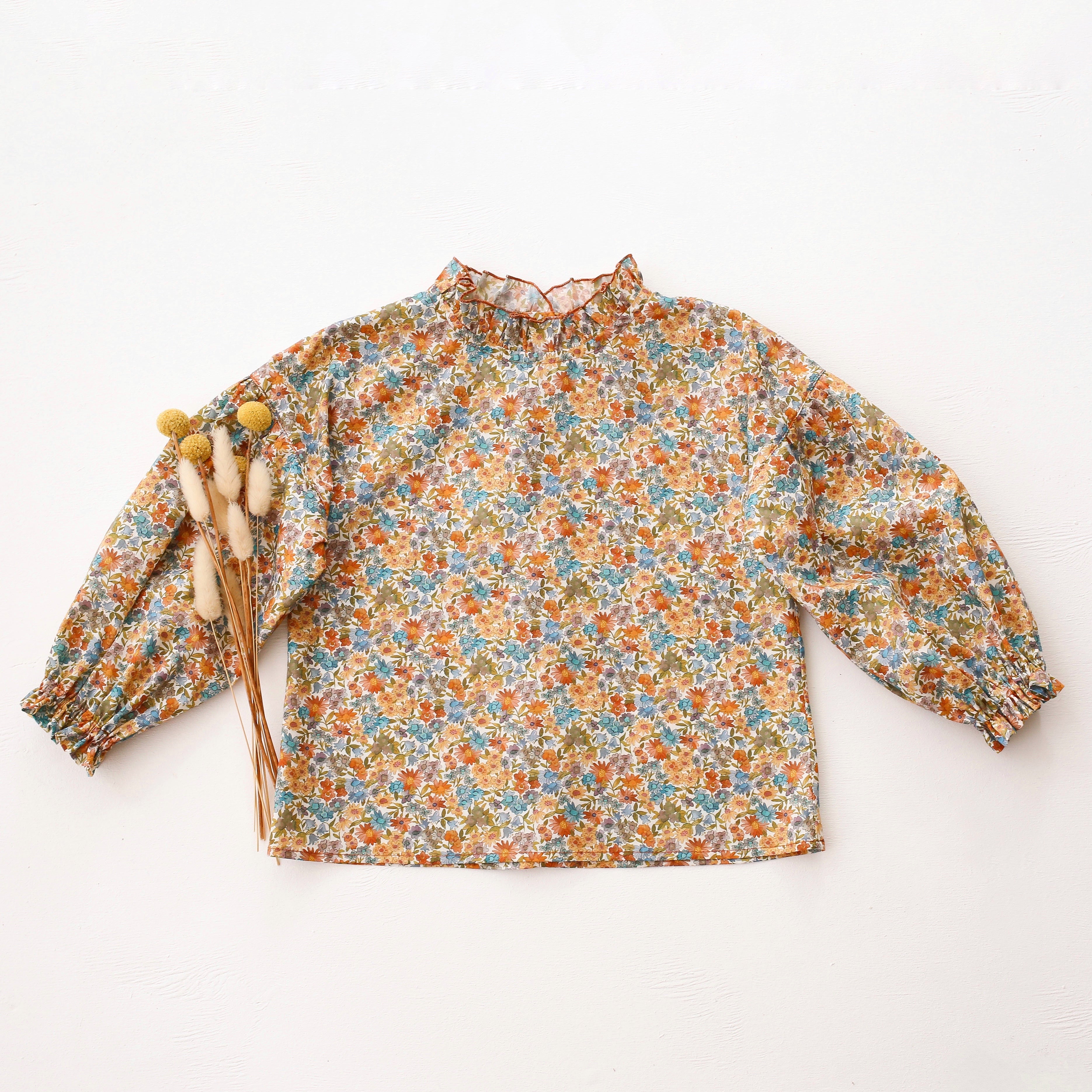Bubble Sleeve Frills Blouse in Sandra Liberty Print