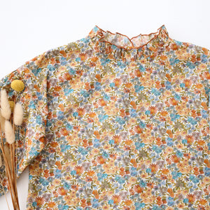 Bubble Sleeve Frills Blouse in Sandra Liberty Print