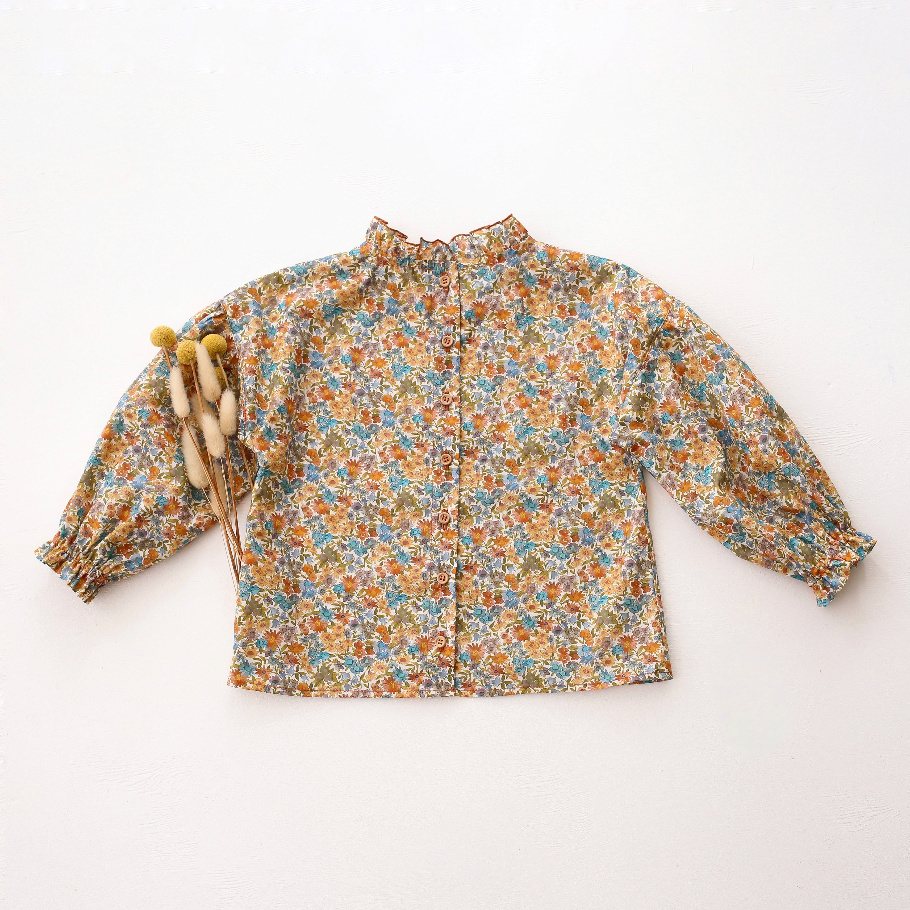 Bubble Sleeve Frills Blouse in Sandra Liberty Print