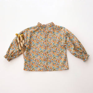 Bubble Sleeve Frills Blouse in Sandra Liberty Print