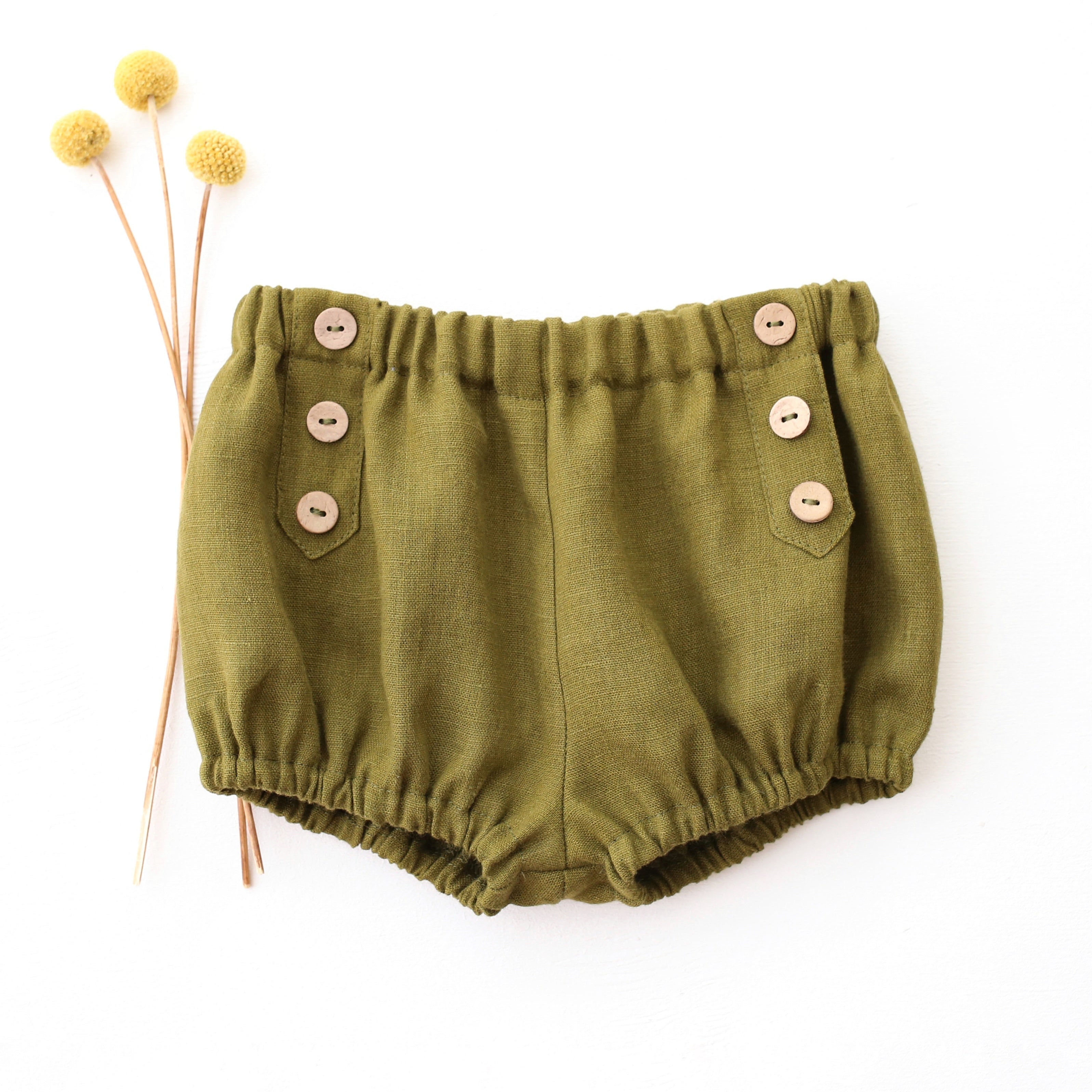 Pine Linen Bloomers with Removable Straps