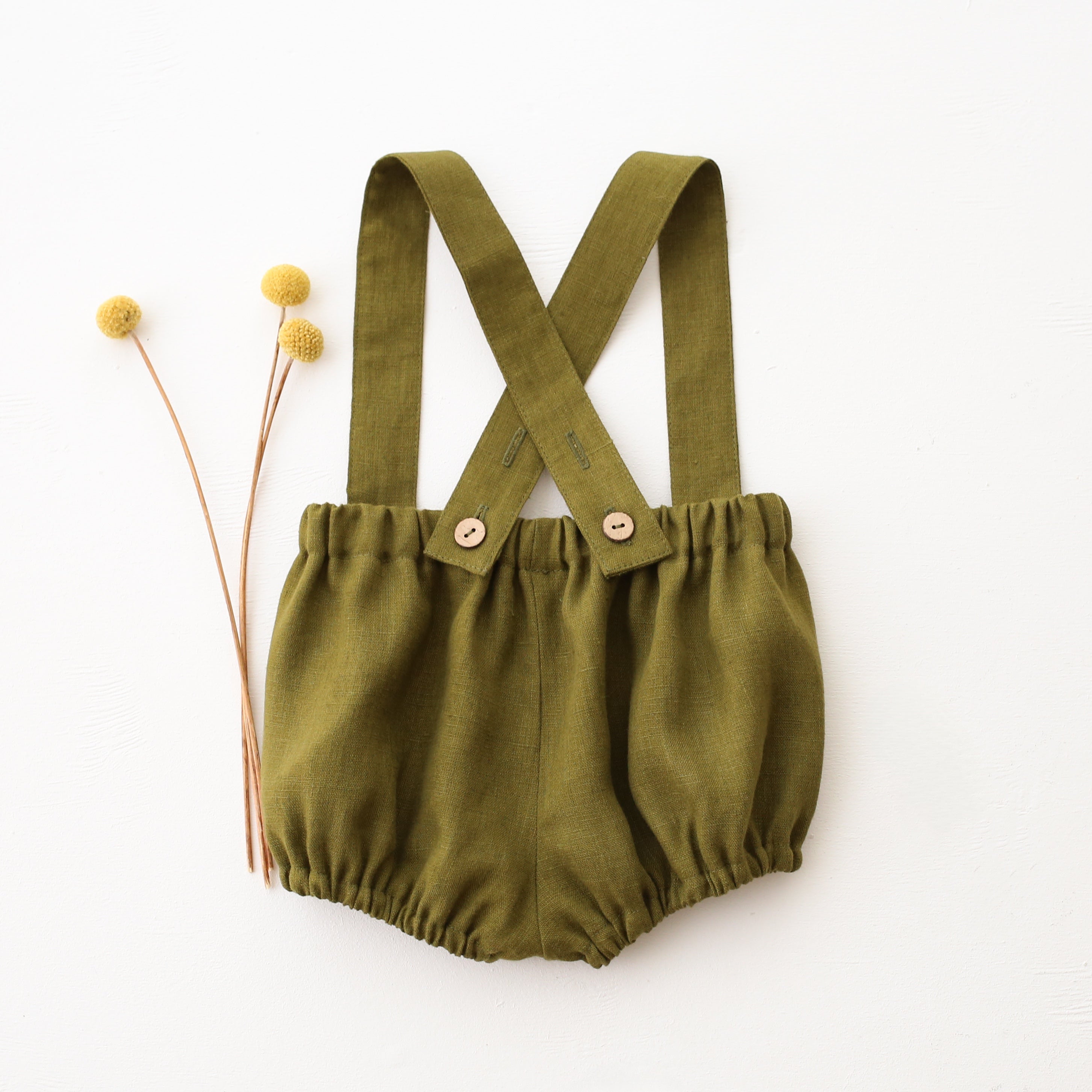 Pine Linen Bloomers with Removable Straps