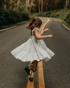White Linen Boho Dress