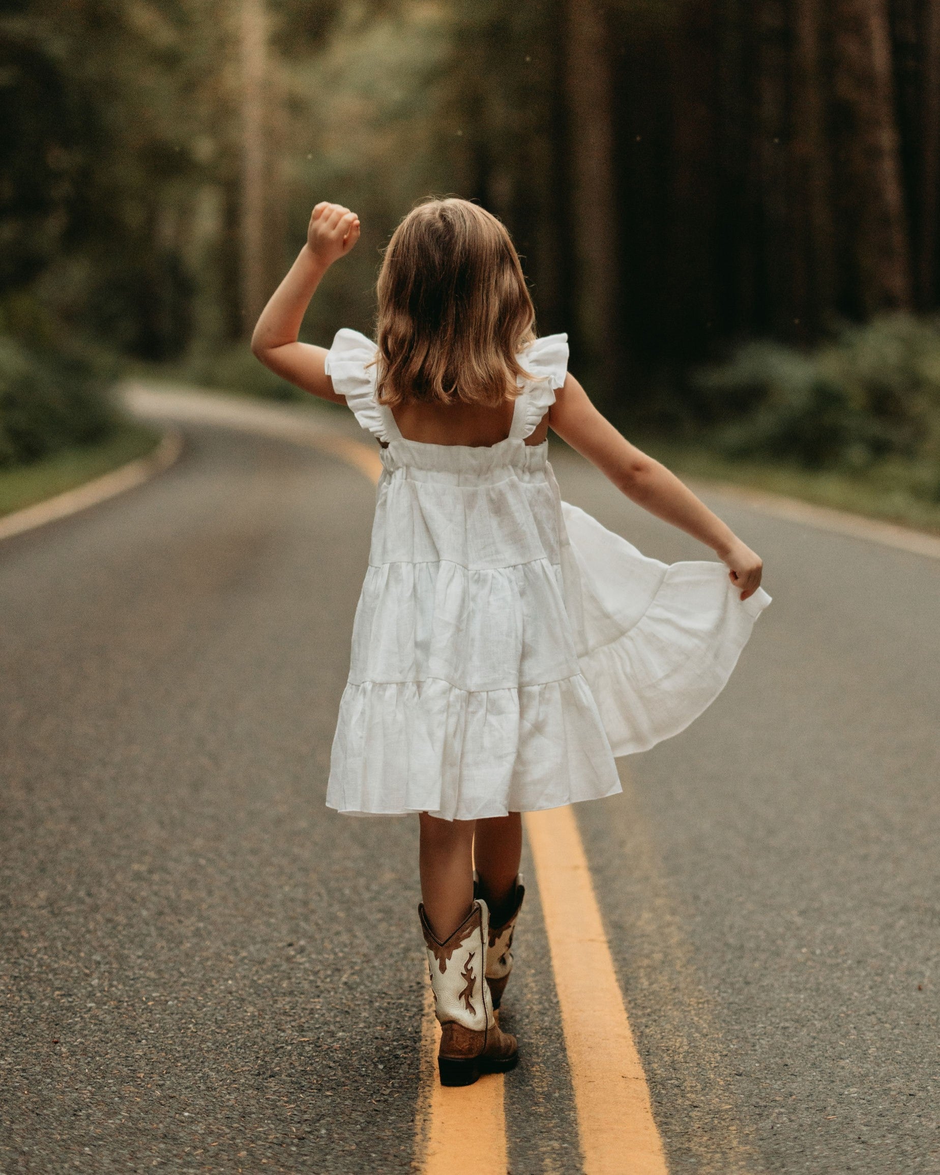 White Linen Boho Dress