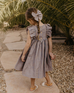 Raspberry Linen Wide Bodice Ruffle Dress