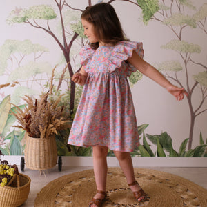 Dress with Large Flutters in Hedgerow Ramble Liberty Print