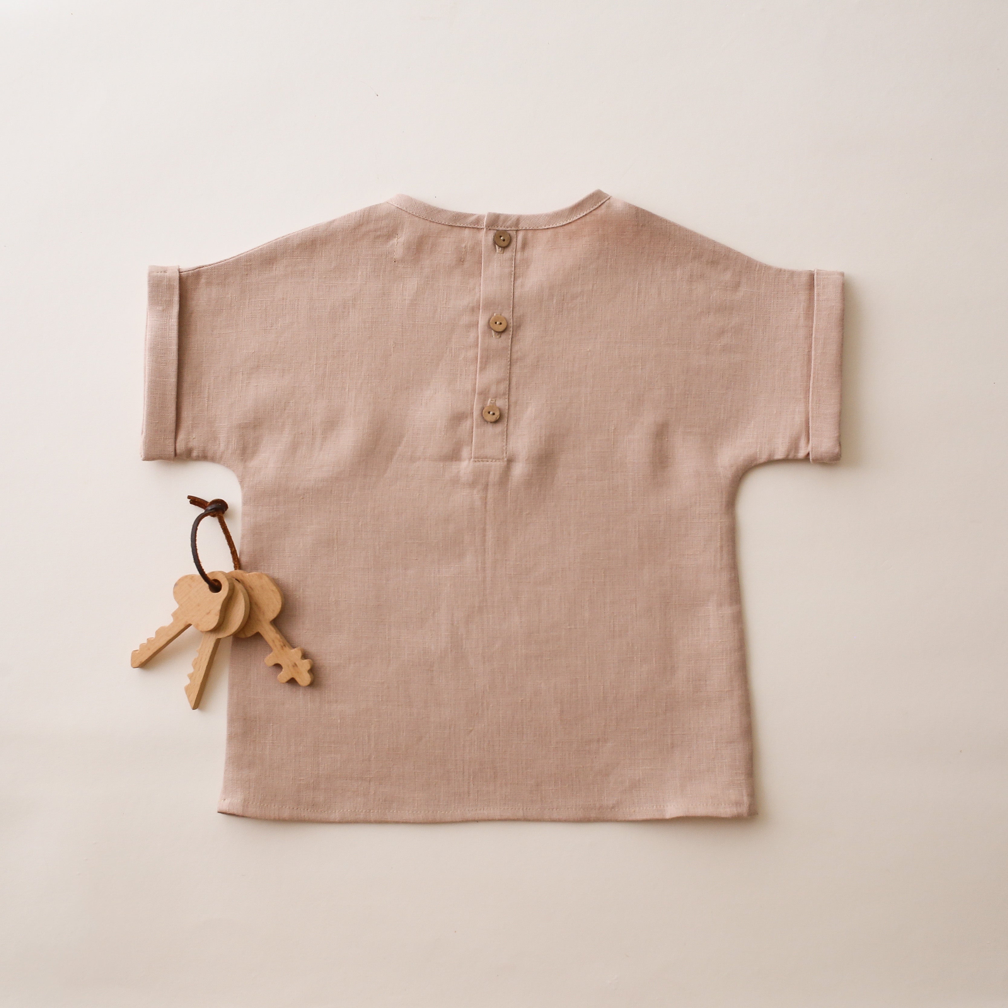 Beige Linen Short Sleeve Pocket Tee