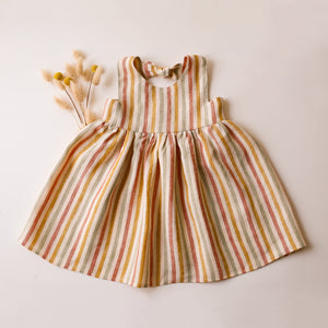 Rainbow Linen Dress with Cutout Back