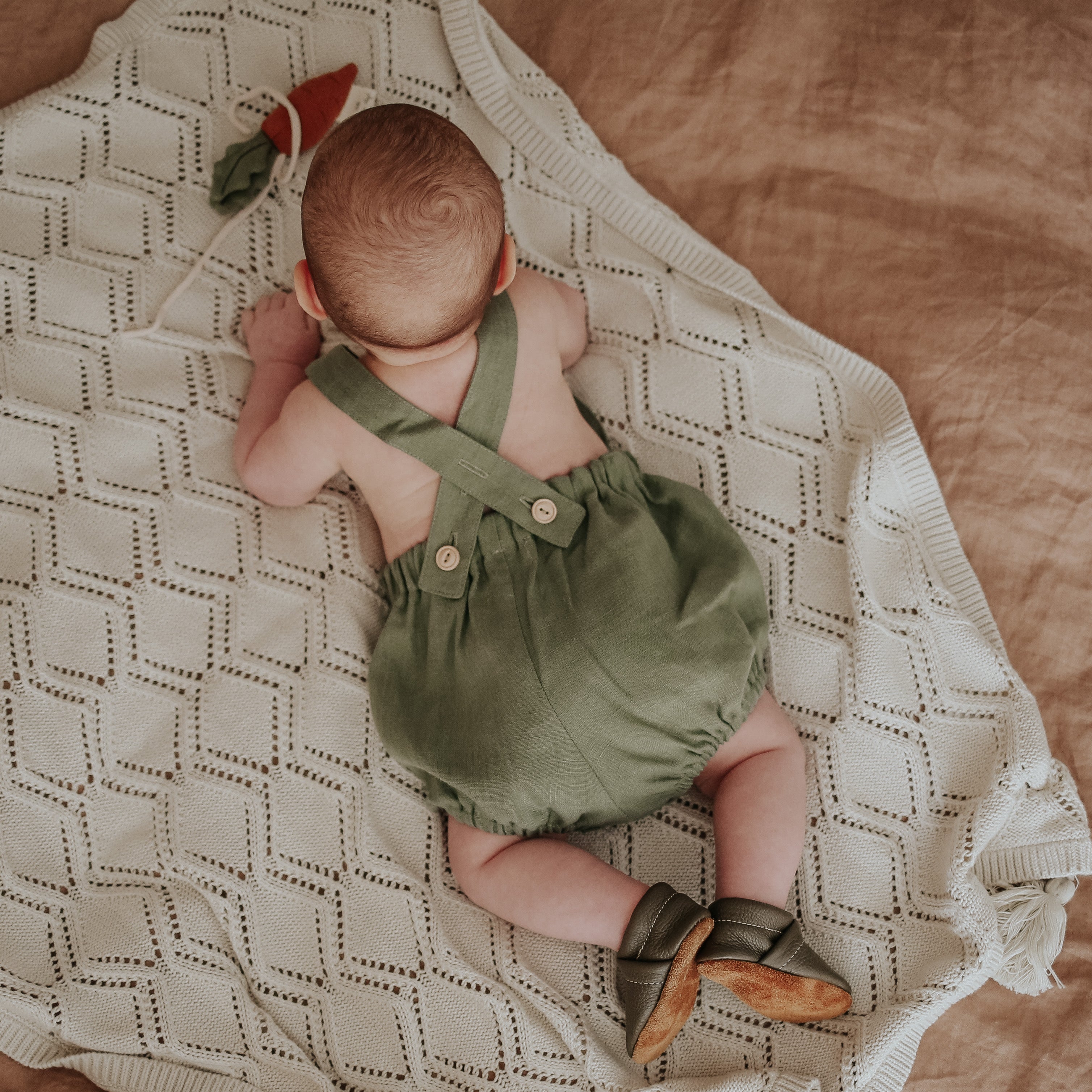 Cocoa Brown Linen Straps Romper