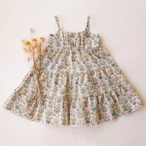 Colombe Study Tiered Dress with Gathered Bodice