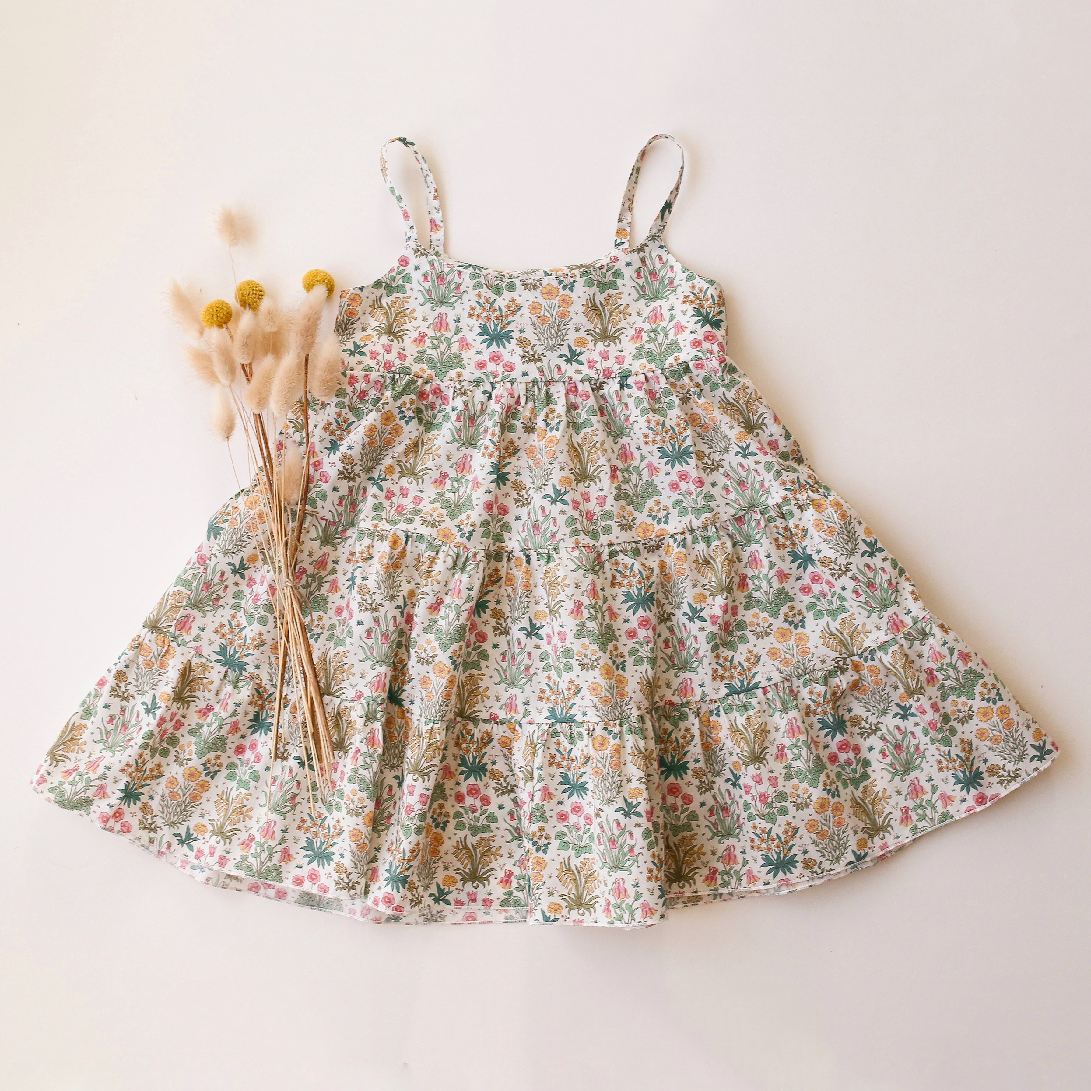 Colombe Study Tiered Dress with Gathered Bodice