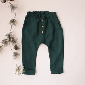 Pine Linen Buttoned Pants