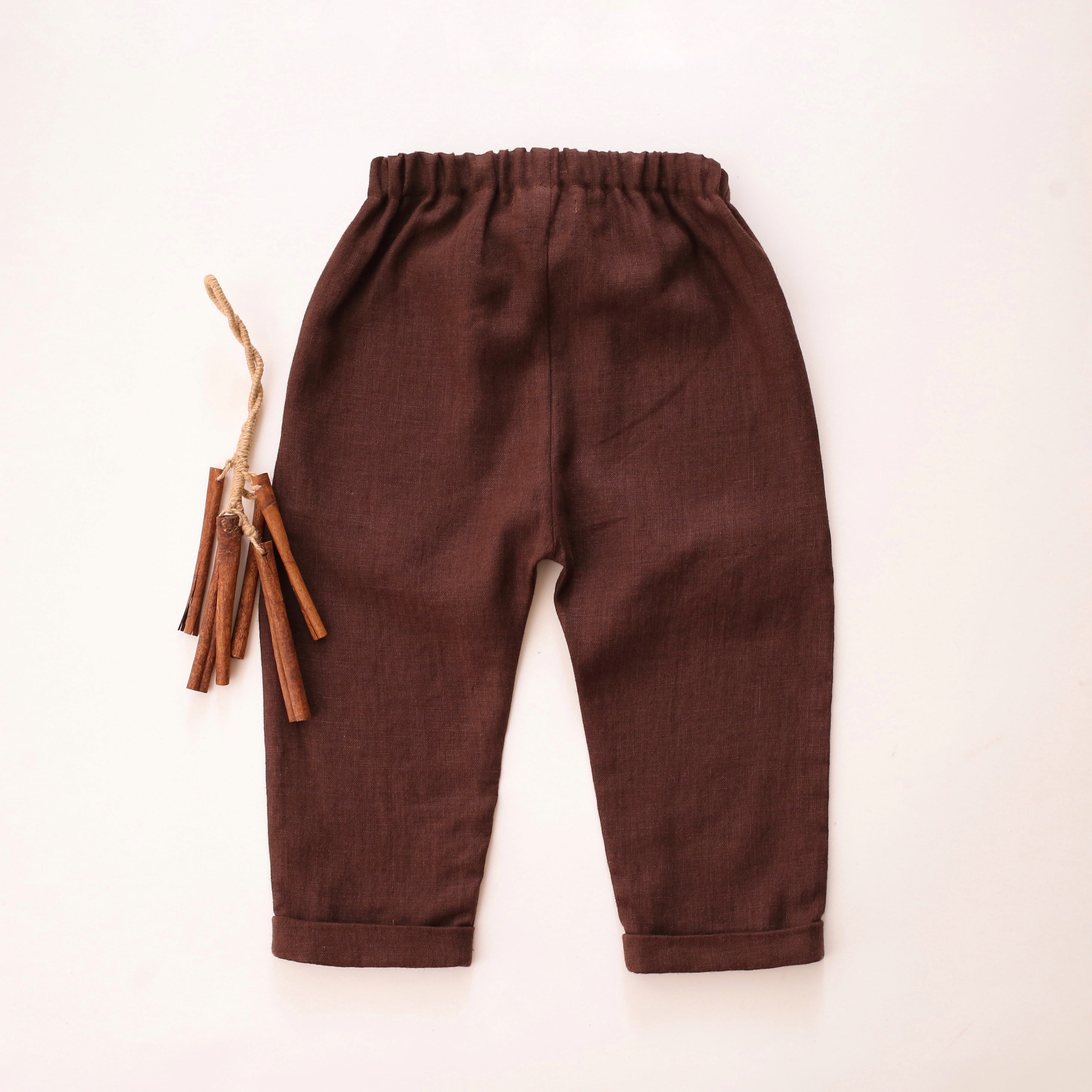 Dark Brown Linen Vintage Pants