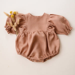 Clay Linen Puff Sleeve Bubble Playsuit