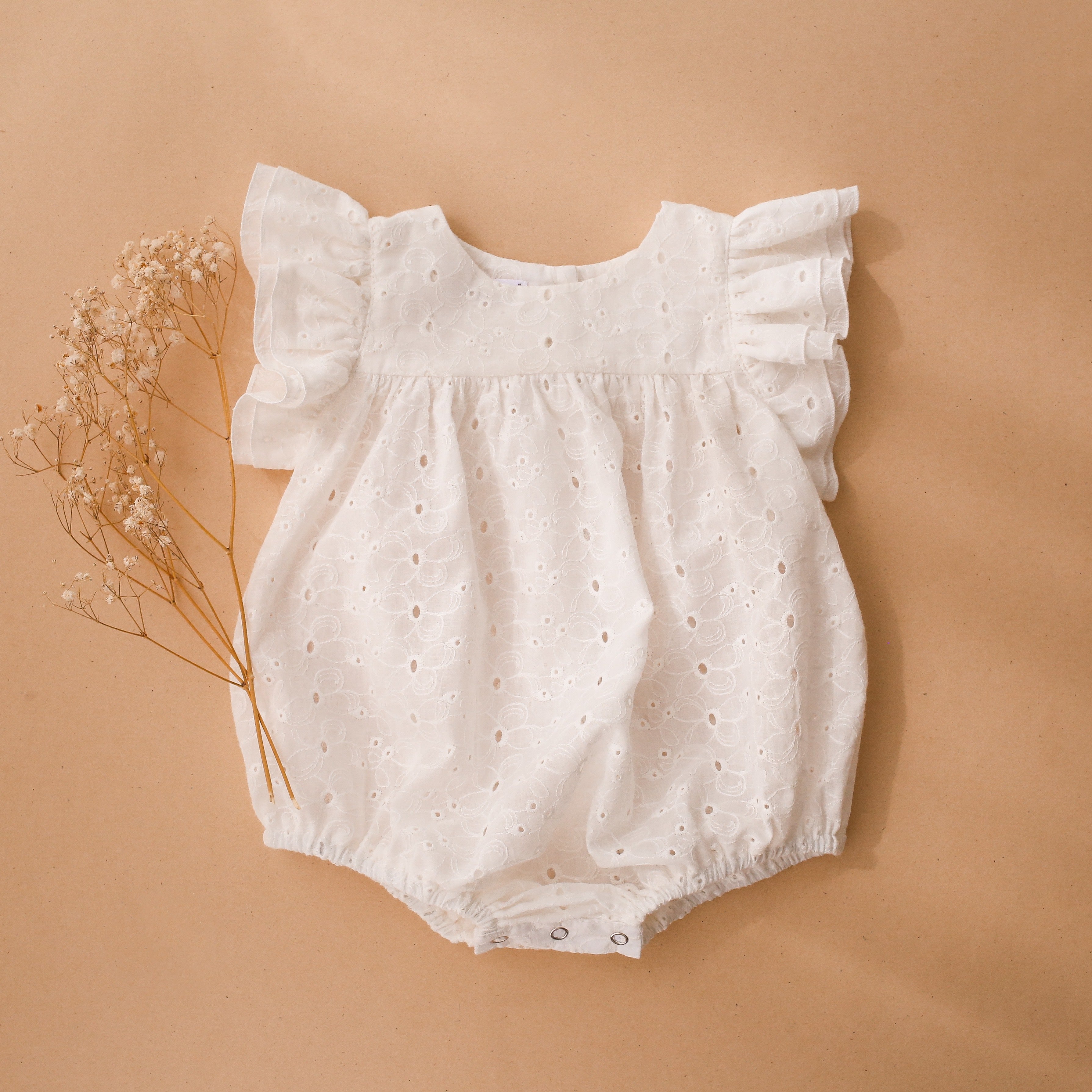 Daisy Broderie Anglaise Double Flutter Bubble Playsuit