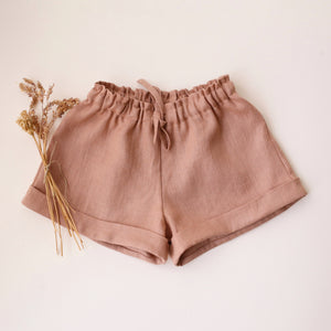 Clay Linen Bermuda Shorts with Cuffs