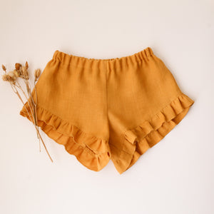 4-5 YRS - Amber Linen Ruffle Shorts